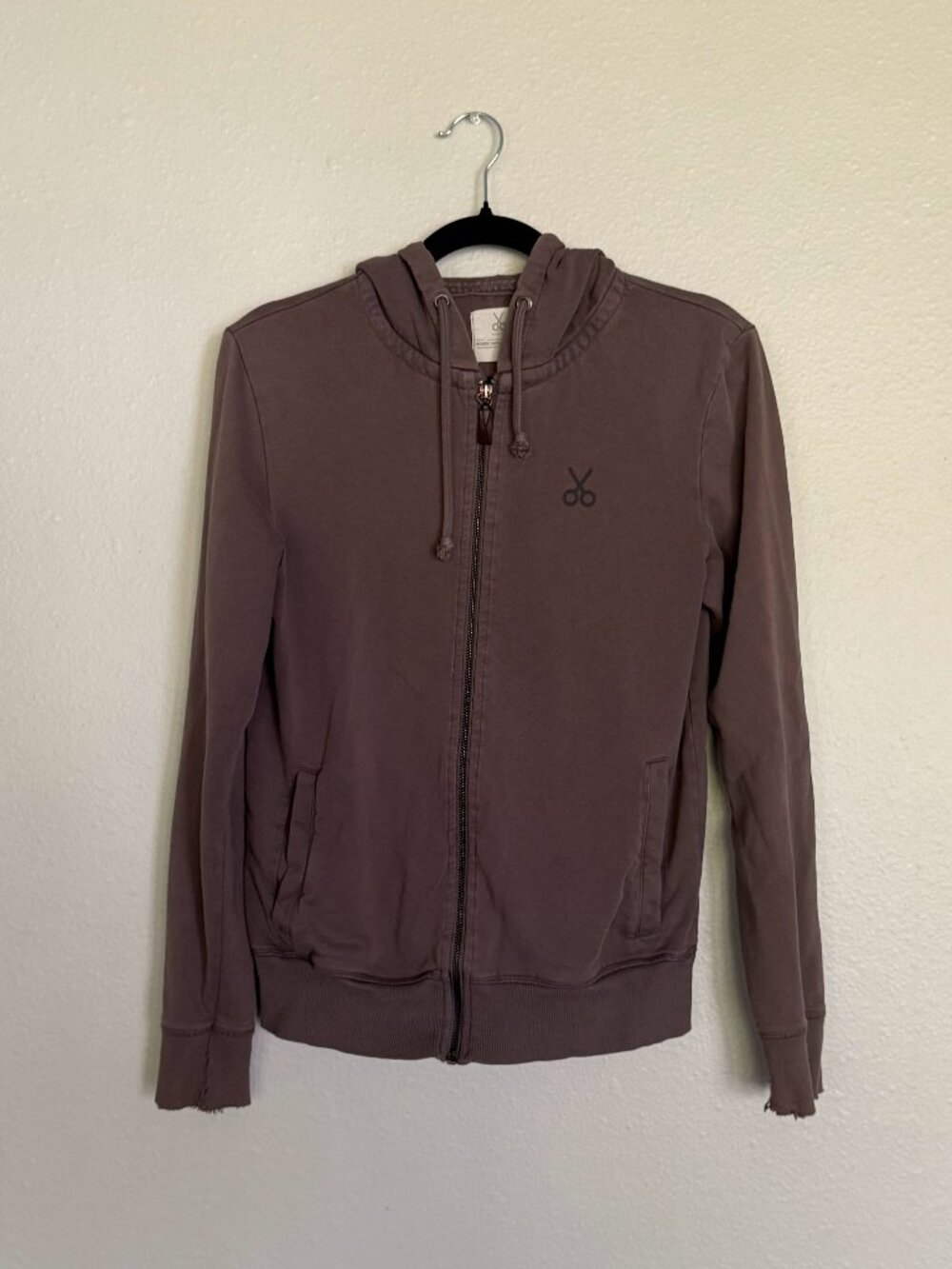 KAFT Istanbul Distressed Zip Up Hoodie Small Cotton Faded Purple Brown Jacket